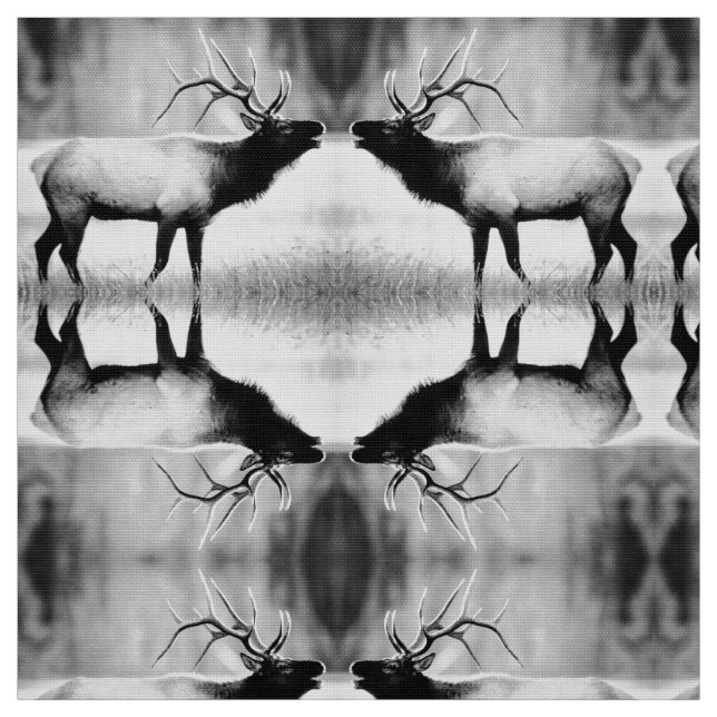 Black and White Elk Fabric (Swatch)