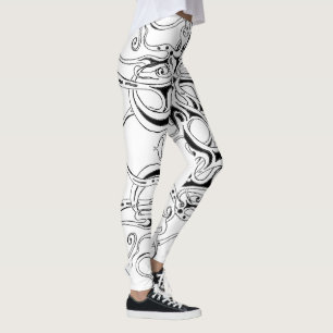 Black and White Empire Tribal Design Leggings