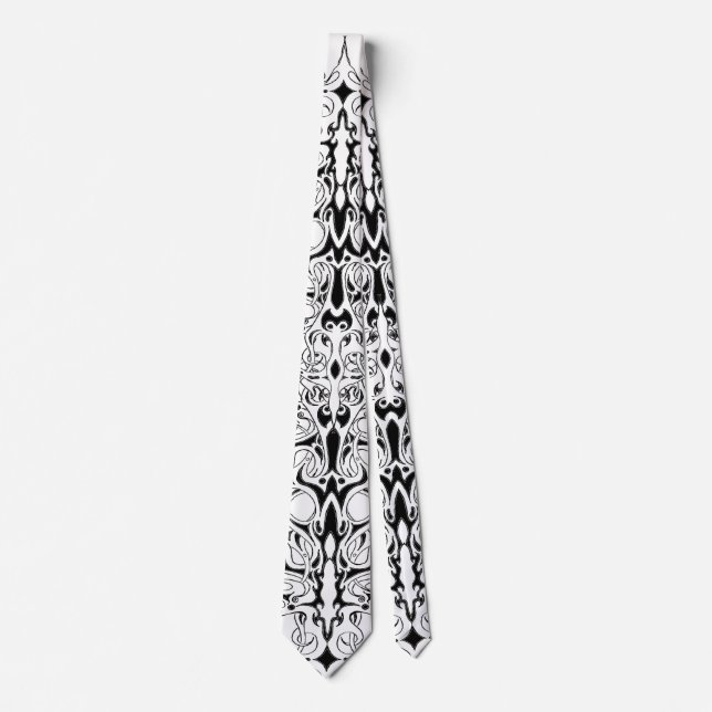 Black and White Empire Tribal Design Tie (Front)
