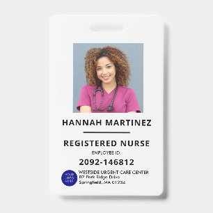 Black and White Employee Photo ID Hospital Badge