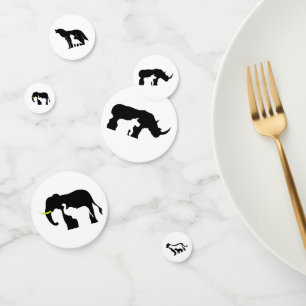 Black and White Endangered Animals Confetti