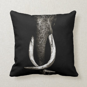 Black and White Endangered Elephant Cushion