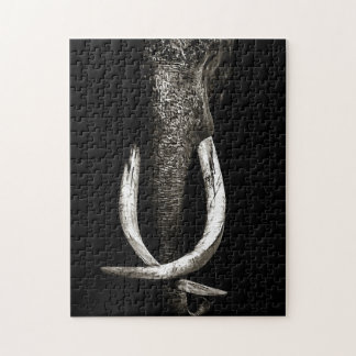 Black and White Endangered Elephant Jigsaw Puzzle