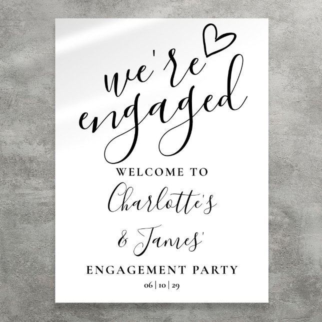 Black And White Engagement Party Welcome Sign (Black And White Engagement Party Welcome Sign)