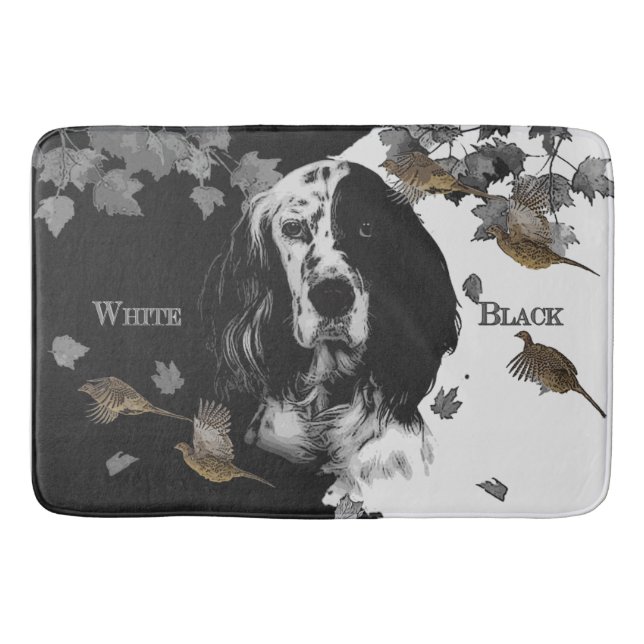 Black and white English setter   Bath Mat (Front)