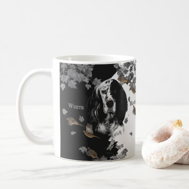 Black and white English setter        Coffee Mug (With Donut)