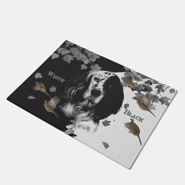 Black and white English setter   Doormat (Angled)