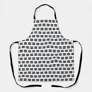 Black and White "Equals" Math Symbol Lino Cut Apron