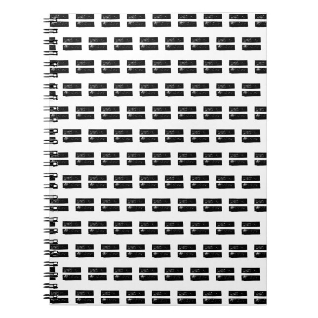 Black and White "Equals" Math Symbol Lino Cut Notebook (Front)