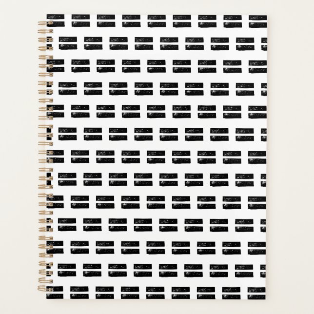Black and White "Equals" Math Symbol Lino Cut Planner (Front)