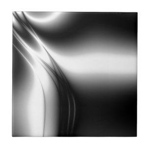 Black and White Estuary Ceramic Tile