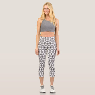 Black and white ethnic ikat geometric pattern  capri leggings