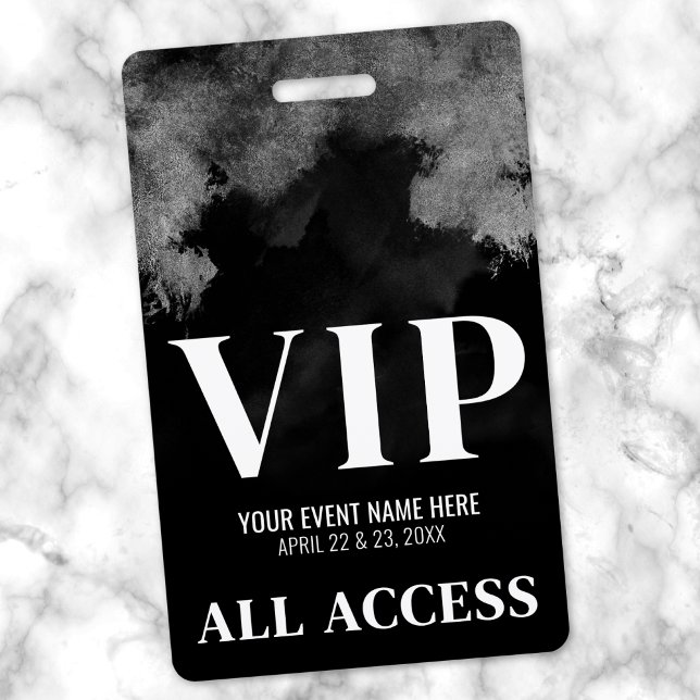 Black And White Event VIP Party ID Badge (Black White Event VIP Badge)