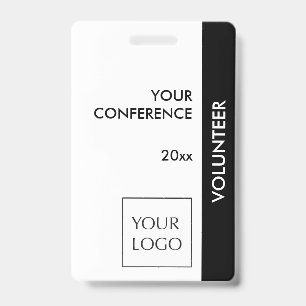 Black and White Event Volunteer Logo Badge ID Badge