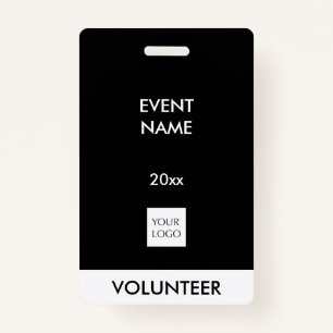 Black and White Event Volunteer Logo Badge ID Badge