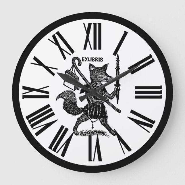 Black and White Ex Libris Clock (Front)