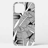 Black and white exotic plant and palm tree botanic