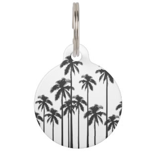Black and White Exotic Tropical Palm Trees Pet Tag