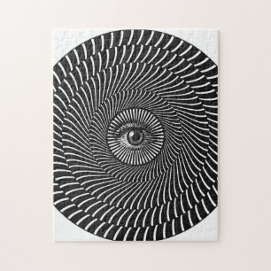 Black and White Eye Circular Graphic Jigsaw Puzzle