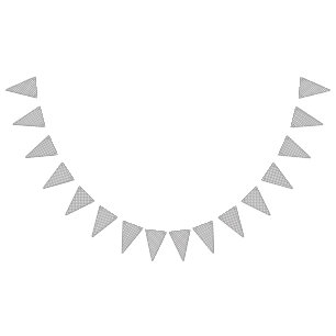 Black and white fabric design featuring intricate  bunting 