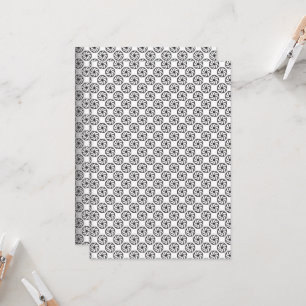 Black and white fabric design featuring intricate invitation