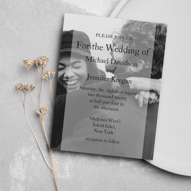 black and white faded photo wedding invitation  postcard (Creator Uploaded)