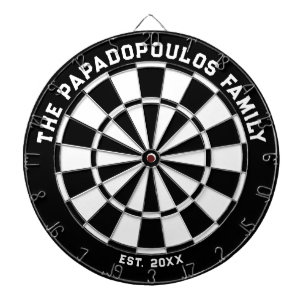 Black and White Family Dartboard with Darts
