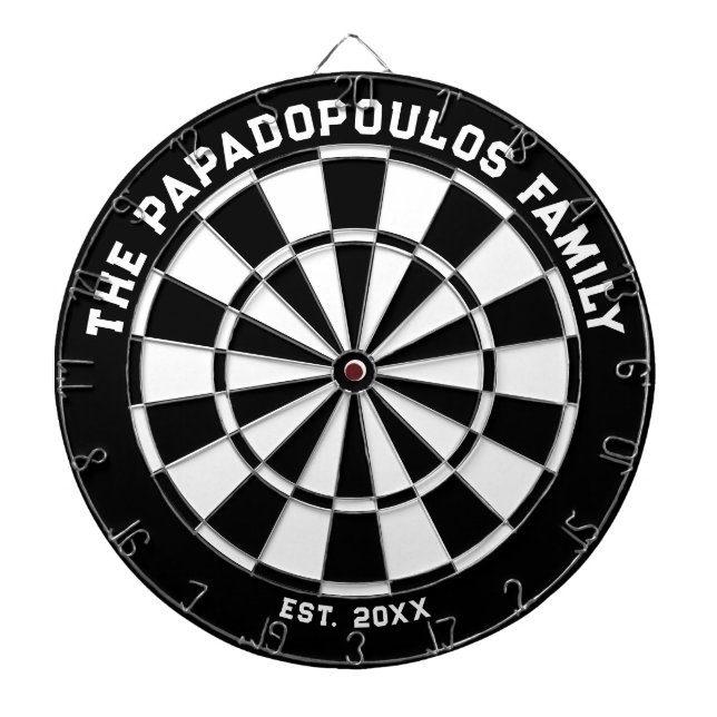 Black and White Family Dartboard with Darts (Front)