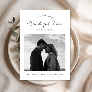 Black and White Family Photo Wonderful Time Holiday Card