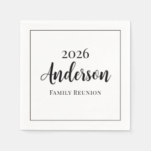 Black and White Family Reunion Modern Elegant Napkin