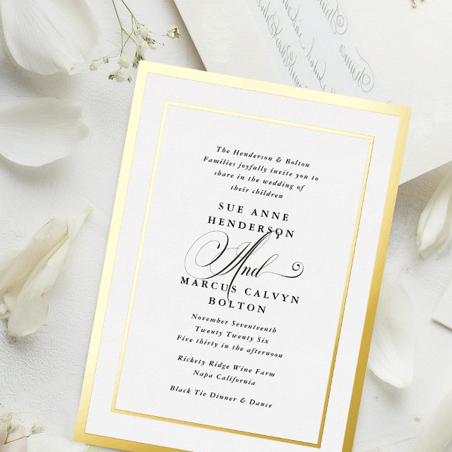 Black and White Fancy Calligraphy Foil Wedding (Creator Uploaded)