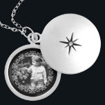 Black and White Fancy Frame Custom Photo Locket Necklace<br><div class="desc">Elegant and simple photo frame design.</div>