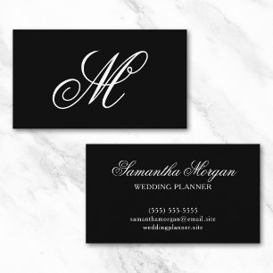 Black and White Fancy Monogram Business Card