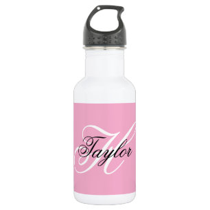 Black and White Fancy Monogram Pink 532 Ml Water Bottle
