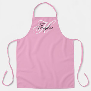 Black and White Fancy Monogram Pink Apron