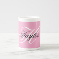 Black and White Fancy Monogram Pink