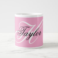 Black and White Fancy Monogram Pink