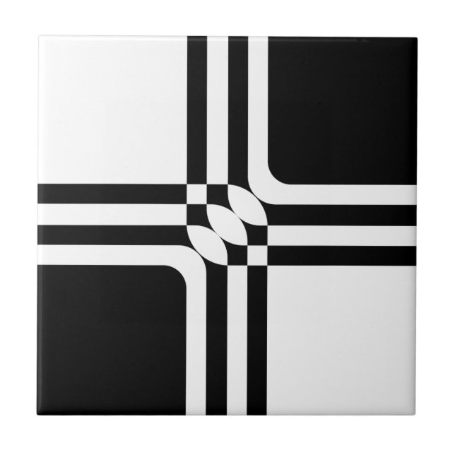 Black and white fantasy ceramic tile (Front)