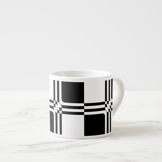 Black and white fantasy espresso cup (Front Right)