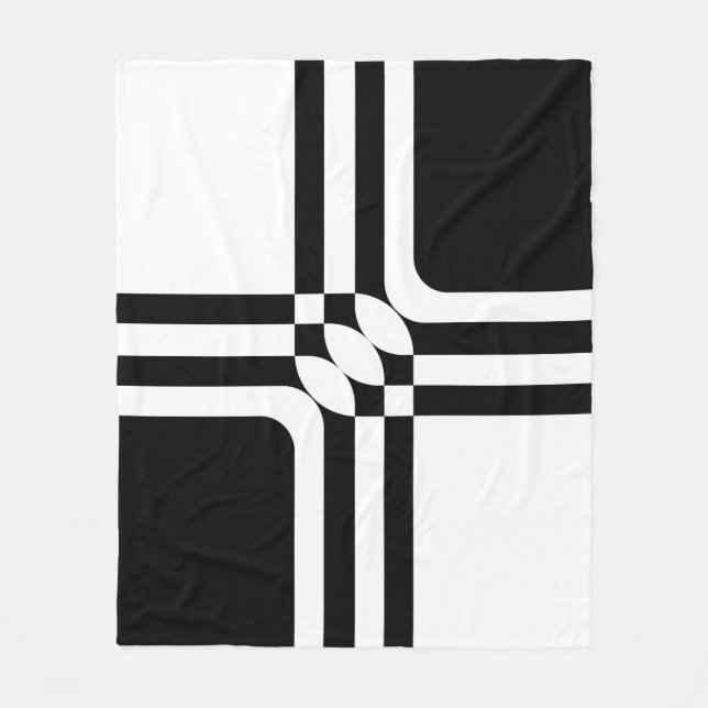 Black and white fantasy fleece blanket (Front)