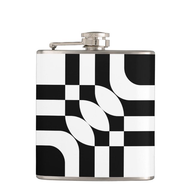 Black and white fantasy hip flask (Front)