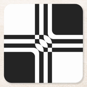 Black and white fantasy square paper coaster