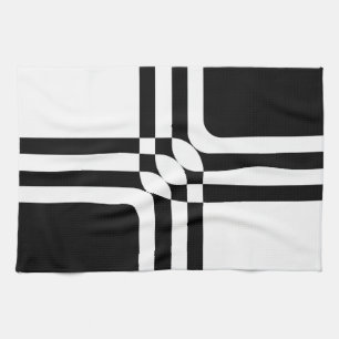 Black and white fantasy tea towel