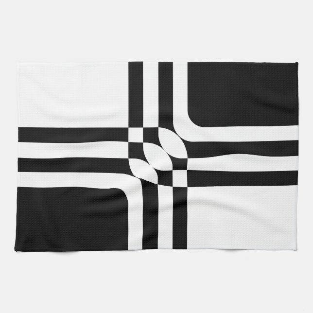 Black and white fantasy tea towel (Horizontal)