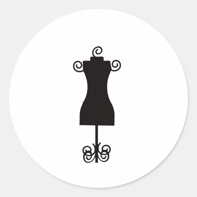 Black and White Fashion Dress Mannequin Classic Round Sticker (Front)