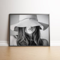 Black and White Fashion Model with Hat Poster