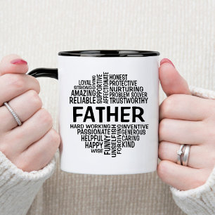 Black and White Father Word Cloud Mug