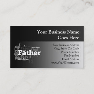 Black and White Father Word Collage Business Card