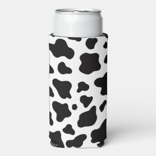 Black and white Faux Cowhide Seltzer Can Cooler