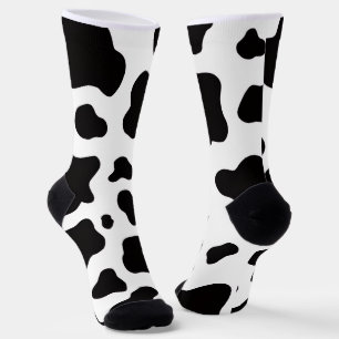 Black and white Faux Cowhide  Socks